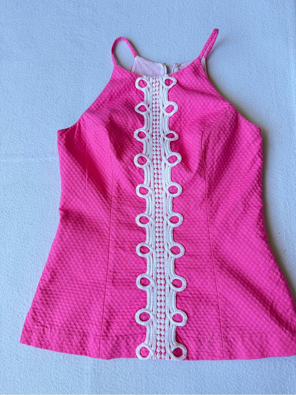 White Embroidered Halter-Style Texture Camisole